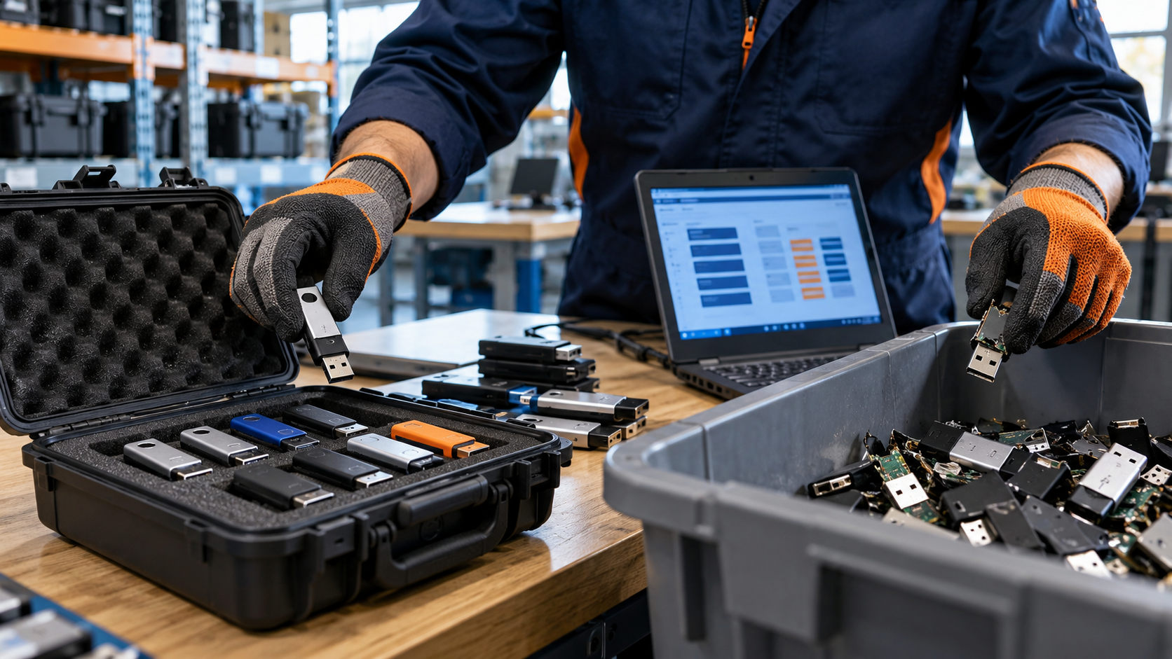 Security professional comparing removable-drive protection options