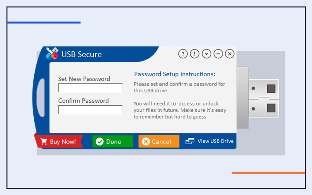 USB Secure password workflow screen