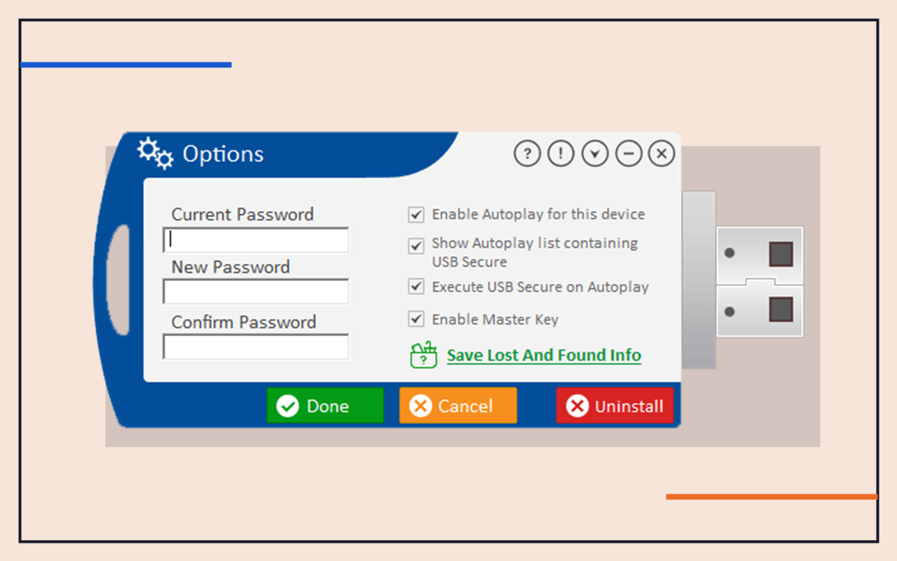 USB Secure protected-area screen