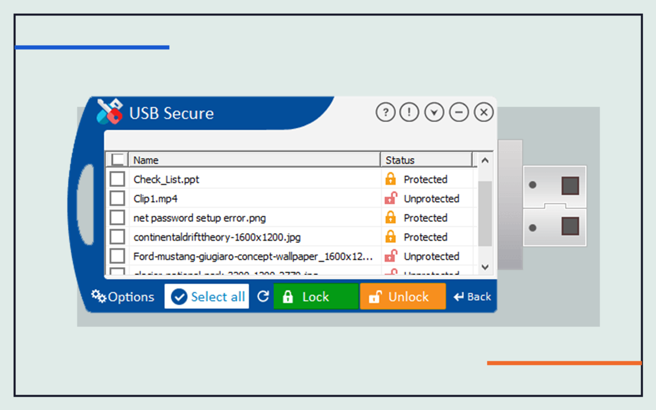 USB Secure settings screen